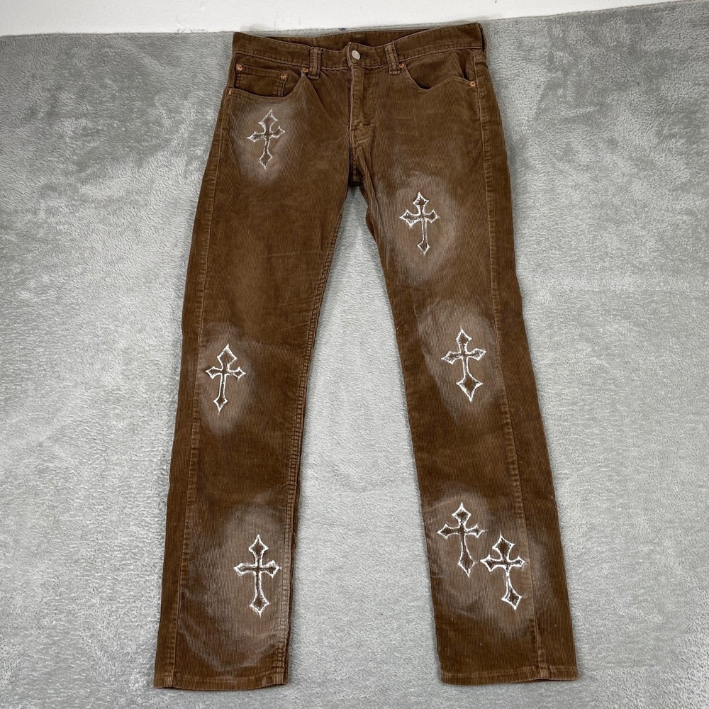 Levi's 511 Corduroy Pants Mens 32x32 Brown Custom Cross Streetwear Slim Fit
